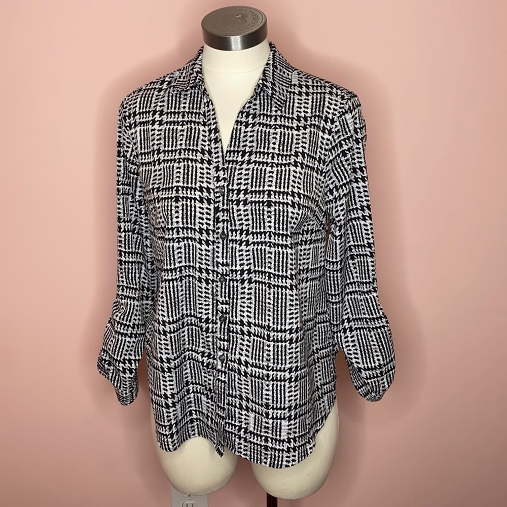 Charter Club Black and White Button Down Blouse -Sz PP